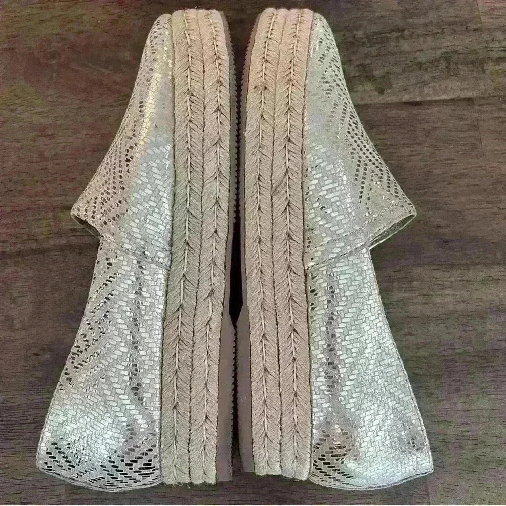 Naturalizer Thea 3 Platform Espadrilles Shoes Metallic Iredescent Gold Size 10